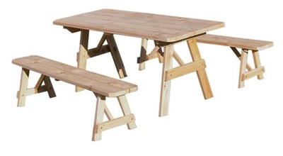 A&L Furniture Cedar 6' Traditional Table w/2 Benches - Specify for FREE 2