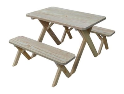 A&L Furniture 4' Cross-leg Table with 2 Benches