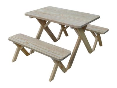 A&L Furniture 4 Feet Cross-leg Table with 2 Benches