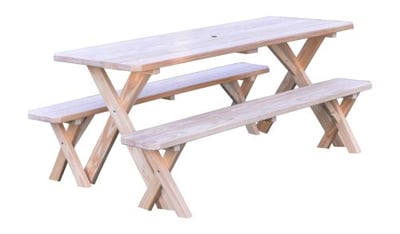 A&L Furniture 8 Feet Cross-leg Table with 2 Benches
