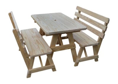 A&L Furniture 4' Table w/2 Backed Benches