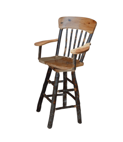 A&L Furniture Hickory Panel Back Swivel Barchair with Arms