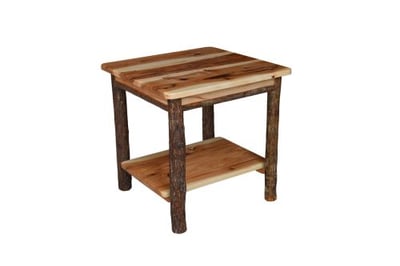 A&L Furniture Hickory Solid Wood End Table with Shelf