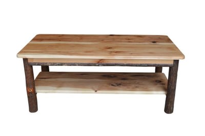 A&L Furniture Hickory Solid Wood Coffee Table with Shelf