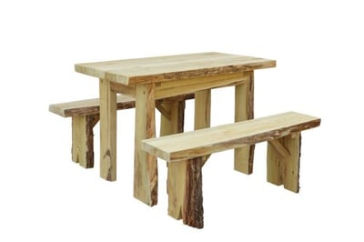 A&L Furniture 4' Autumnwood Table with 2 - 4' Wildwood Benches