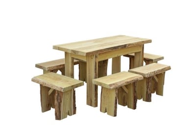 A&L Furniture 5' Autumnwood Table with 2 - 5' Wildwood Benches