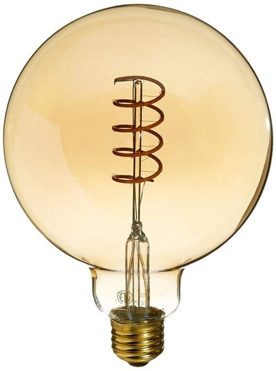 Aspen MLED125 Global Style Medium Size 6W 180 lm E26 Edison Antique Vintage Oversize LED Light Bulb with Swirl Filament and 15000 Hour Life, 7