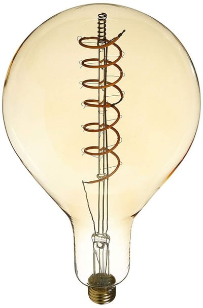 Aspen MLED160 Shape Style Medium Size 6W 180 lm E26 Edison Antique Vintage Oversize LED Light Bulb with Swirl Filament and 15000 Hour Life