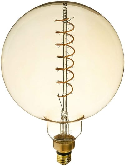 Aspen MLED200 Large Global Style Medium Size 6W 180 lm E26 Edison Antique Vintage Oversize LED Light Bulb with Swirl Filament and 15000 Hour Life