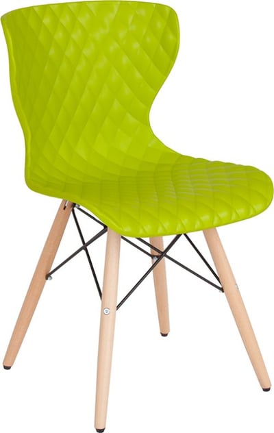 Bedford Contemporary Design Citrus Green Plastic Chair with Wooden Legs