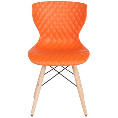 Bedford Contemporary Design Orange Plastic Chair with Wooden Legs