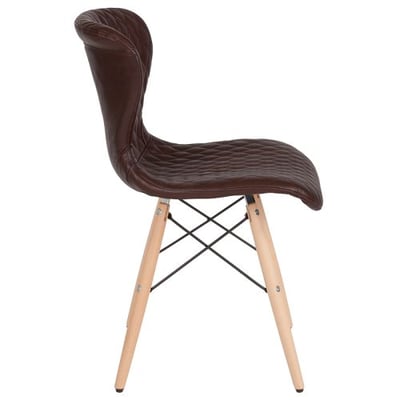 Riverside Contemporary Upholstered Chair with Wooden Legs in Brown Vinyl