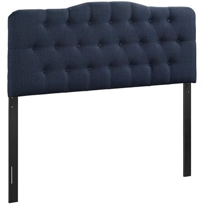 Modway Annabel Upholstered Tufted Button Fabric Headboard Queen Size in Navy