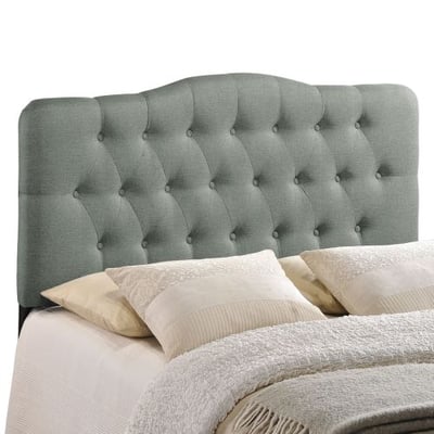 Modway Annabel Tufted Button Linen Fabric Upholstered King Headboard in Gray