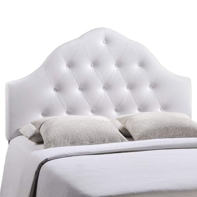 Modway Sovereign Upholstered Tufted Button Vinyl Headboard Queen Size In White