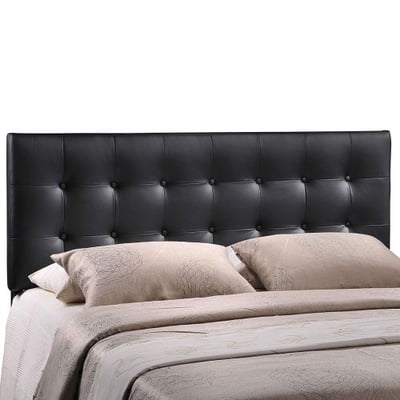 Modway Emily Upholstered Tufted Button Fabric Queen Size Headboard In Black