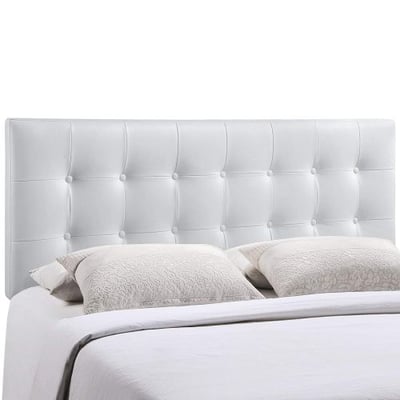 Modway Emily Upholstered Tufted Button Fabric Queen Size Headboard In White