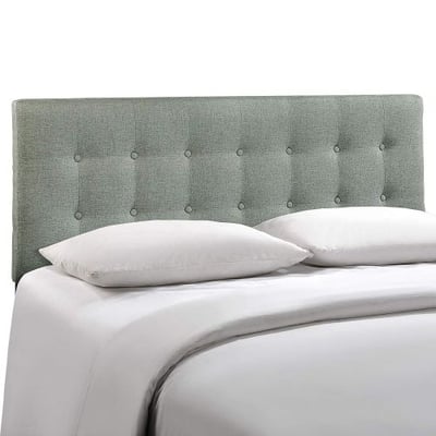 Zozulu Zmily Tufted Button Linen Fabric Upholstered King Headboard in Gray