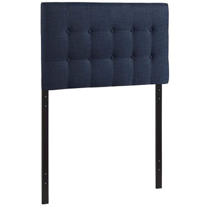 Modway Emily Twin Upholstered Linen Headboard in Navy