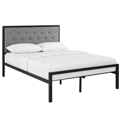 Modway Mia Fabric Platform Bed Frame, Full, Brown Gray