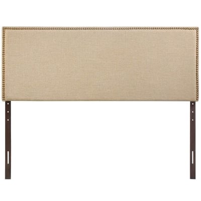 Modway Region Upholstered Linen Headboard Queen Size With Nailhead Trim In Cafe
