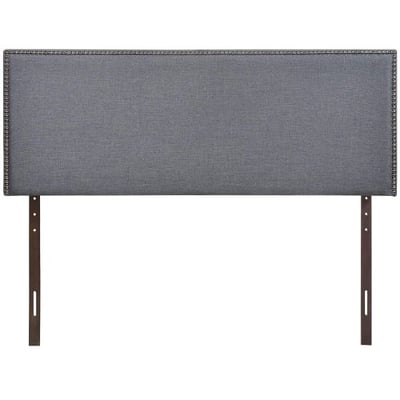 Modway Region Upholstered Linen Headboard Queen Size With Nailhead Trim In Smoke