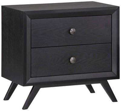 Modway Tracy Mid-Century Modern Wood Nightstand in Black