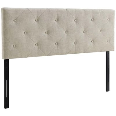 Modway MOD-5370-BEI Terisa Upholstered Fabric Button Tufted Queen Headboard Size in Beige