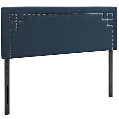 Modway Josie Upholstered Fabric Headboard King Size with Nailhead Accents in Azure