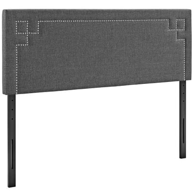 Modway Josie Upholstered Fabric Headboard King Size with Nailhead Accents in Gray