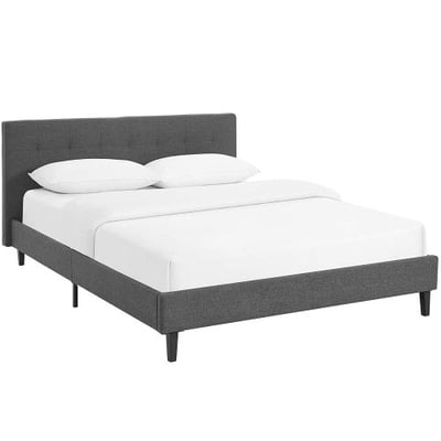 Modway Linnea Fabric Bed, Queen, Gray
