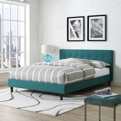 Modway MOD-5426-TEA Linnea Fabric Bed, Queen, Teal