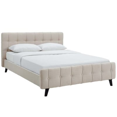 Modway Ophelia Upholstered Beige Queen Platform Bed With Wood Slat Support