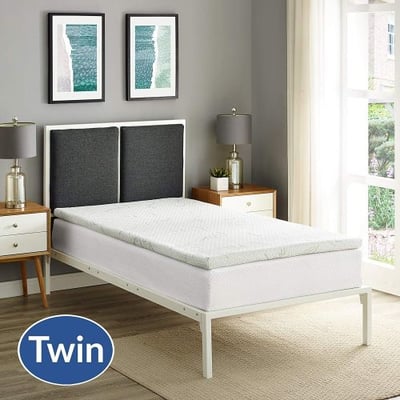 Modway Relax 2 inch Twin Gel-Infused Cooling Certi-PUR US Certified Memory Foam Mattress Topper