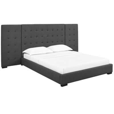 Modway Sierra Tufted Upholstered Fabric Queen Platform Bed Frame With Headboard In Gray