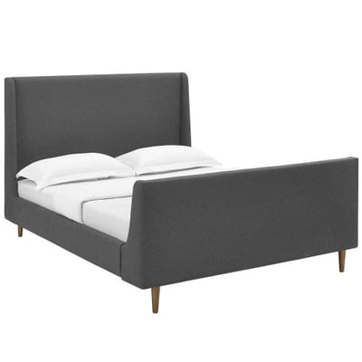 Modway Aubree Upholstered Fabric Sleigh Queen Platform Bed in Gray
