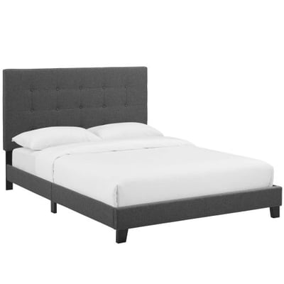 Modway Melanie Tufted Fabric Upholstered Twin Platform Bed in Gray