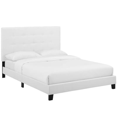 Modway Melanie Tufted Fabric Upholstered Twin Platform Bed in White