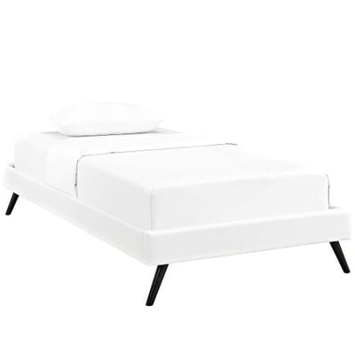 Modway MOD-5886-WHI Loryn Twin Bed Frame with Round Splayed Legs, White Vinyl