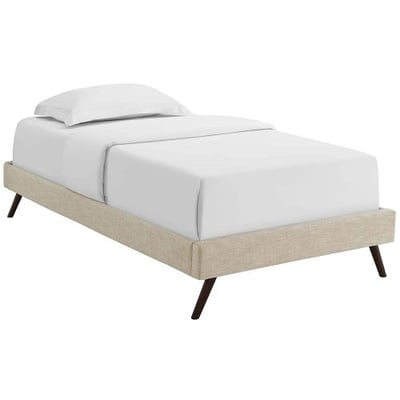 Modway MOD-5887-BEI Loryn Twin Bed Frame with Round Splayed Legs, Beige Fabric