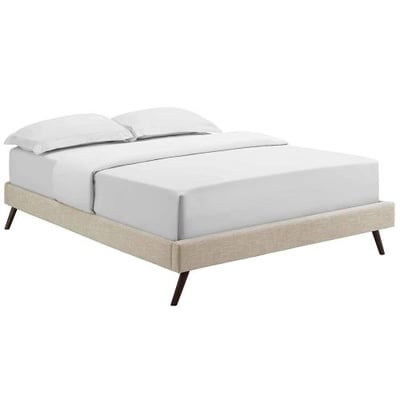 Modway MOD-5889-BEI Loryn Full Fabric Bed Frame with Round Splayed Legs, Beige