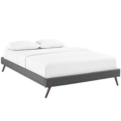 Modway MOD-5889-GRY Loren Bed Frame with Round Splayed Legs, Full, Gray Fabric