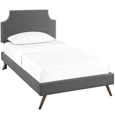 Modway MOD-5943-GRY Corene Platform Bed with Round Splayed Legs, Twin, Gray