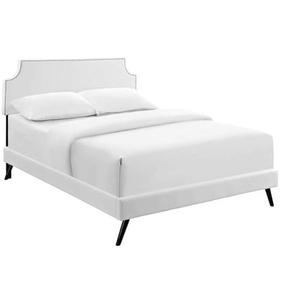 Modway MOD-5944-WHI Corene Full Platform Bed with Round Splayed Legs, White
