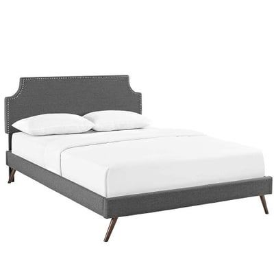 Modway MOD-5945-GRY Corene Full Platform Bed with Round Splayed Legs, Gray