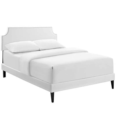 Modway MOD-5954-WHI Corene Queen Platform Bed with Squared Tapered Legs, White