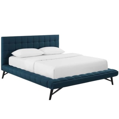 Modway Julia Tufted Fabric Upholstered Queen Platform Bed in Blue