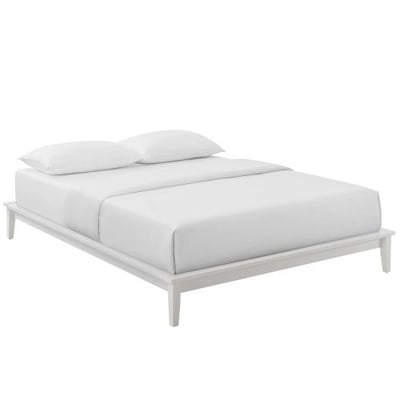 Modway Lodge Wood Platform Queen Bed Frame in White