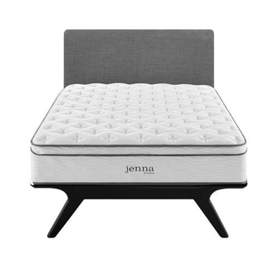 Modway Jenna 14” Full Innerspring Mattress - Top Quality Quilted Pillow Top - Individually Encased Pocket Coils - 10-Year Warranty