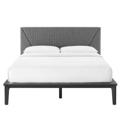 Dakota Upholstered Queen Platform Bed, Black Gray
